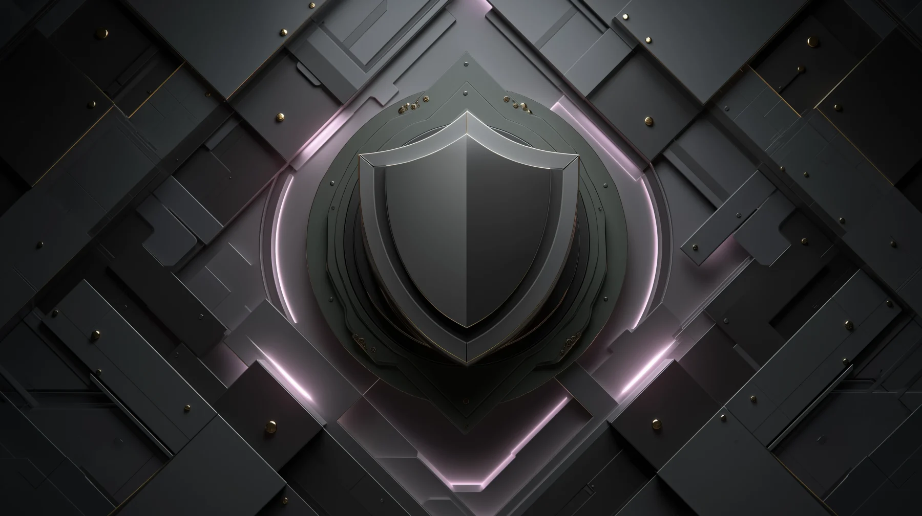 Abstract layered cybersecurity shield within a secure digital environment, representing proactive protection against evolving cyber threats.